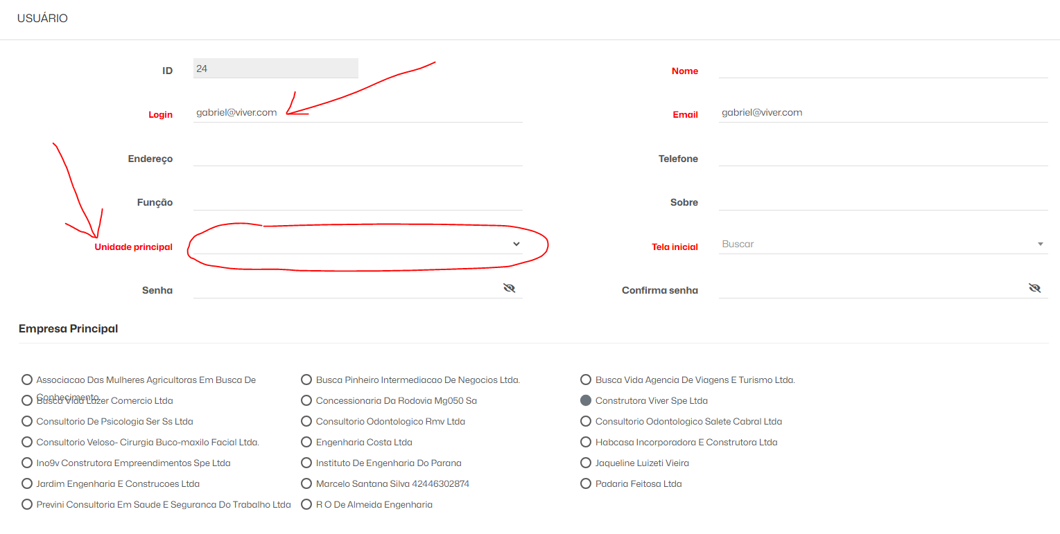 usuário não possuir uma Unidade usuário não possuir uma Unidade